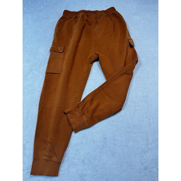 VTG Nike Fleece Cargo Joggers M Burnt Sienna Brown Midweight Sweatpants - Picture 9 of 12